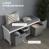 Storage Shoe Bench with Cushion, Fabric Drawers for Entryway, White
