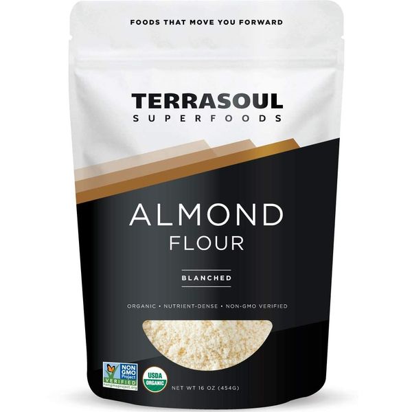 Terrasoul Superfoods Organic Almond Flour, 1 Lb - Fine Texture | Grain-Free | Gluten-Free | Perfect for Keto Baking