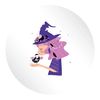 Flox Creative 48 30mm Gloss Circle Stickers Witch Illustration