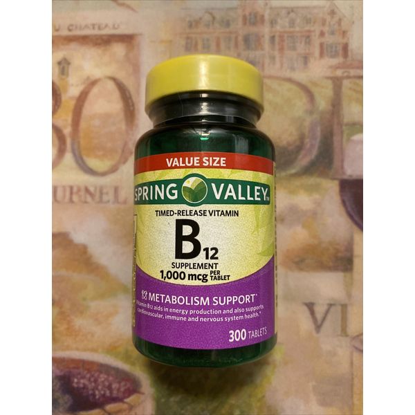 Spring Valley - Vitamin B-12 1000 mcg, Timed Release, 300 Tablet.Exp.09/2029.