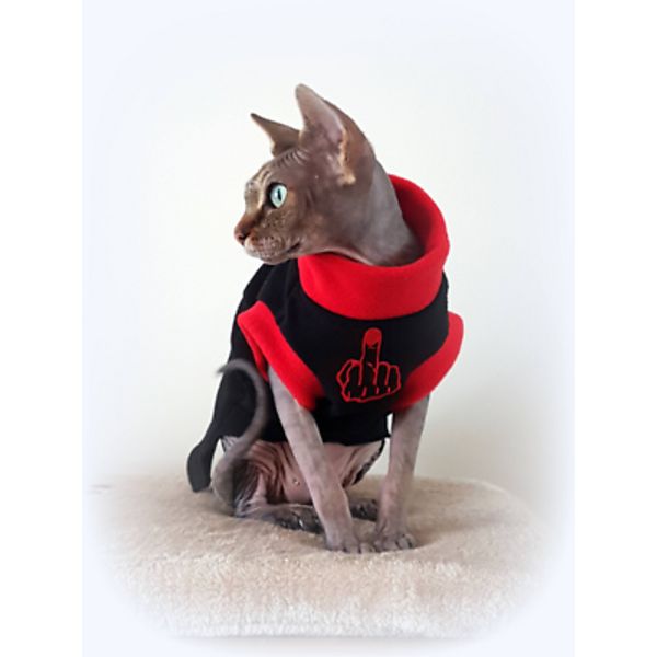 adult S/M  MIDDLE FINGER, top for a Sphynx  cat clothes, pet jumper HOTSPHYNX