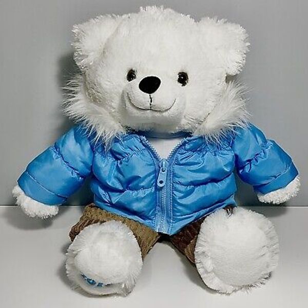 Dan Dee Winter White Teddy Bear Plush 22” Blue Puffy Coat & Corduroy Pants 2010