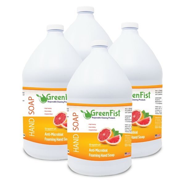 GreenFist Antimicrobial Foaming Hand Soap Refills Grapefruit Scent 1 Gallon (4x)