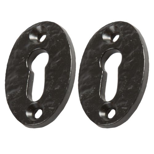 Hammer and Tongs - Rustic Escutcheon Plate - W35mm x H50mm - Black - Pack of 2