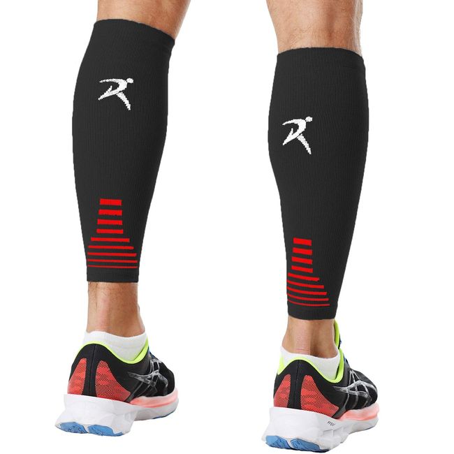 Rymora Calf Compression Sleeves (Ideal for Sports, Running, Shin Splints) (One Pair) (Black) (Extra Small) [XS]