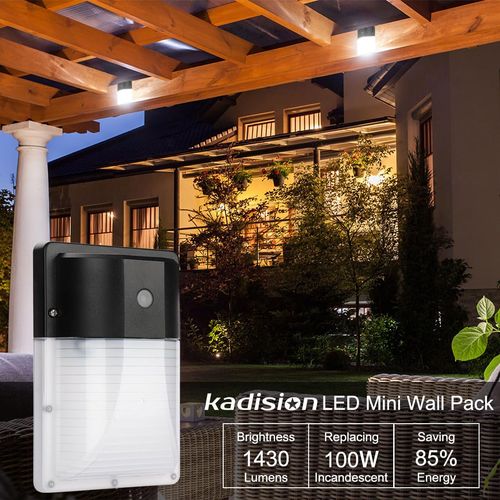 kadision LED Mini Wall Pack with Dusk to Dawn Photocell, 13W 5000K 1430lm (100W Incandescent Equiv.), IP65 Waterproof Outdoor Lighting Fixture, ETL Listed, 2-Pack