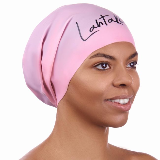 Swim Cap for Long Hair - Swim Cap Braids Dreadlocks - Bathing Swim Caps for Women Swimming - Swimming Cap Women - Extra Large Swim Cap Men Afro - Waterproof Silicone Keep Hair Dry (Rose Quartz XL)