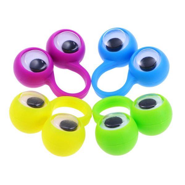 Kisangel 12pcs Eye Finger Puppet Eye On Rings Googly Eyeball Ring for Kids Boys Girls Fun Show Prize Fillers Birthday Easter Party Favor (Random Color)