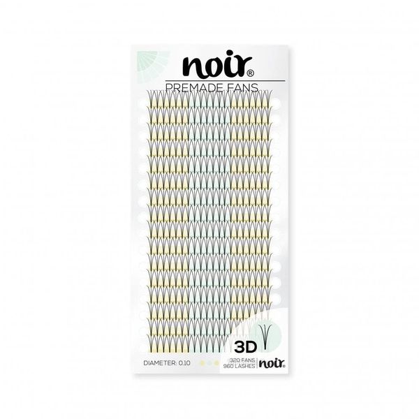 Noir Volume Lashes Pre Made Fan Eyelash Extensions 3D D curl 0.10 13mm Short Stem Russian Lashes