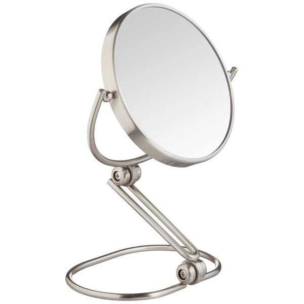 JERDON 6-Inch Folding Travel Mirror - Magnifying Makeup Mirror with 10X Magnification - Nickel Finish - Model MC450N