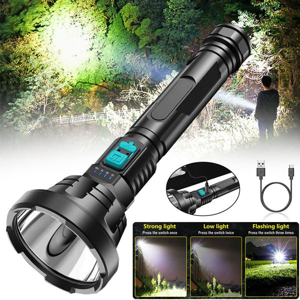 Rechargeable LED Flashlight Tactical Police Super Bright Torch 3 Mode Light