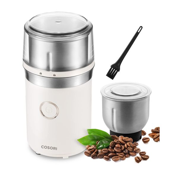 COSORI CCG-U021-WJP Electric Coffee Grinder, 2.4 oz (70 g), Large Capacity, 2 Types of Replacement Blade, Coffee Grinder, Coffee Beans, Spices, Grains, Garlic, Powder, PSE Certified, Cleaning Brush Included, Storage Cover Included