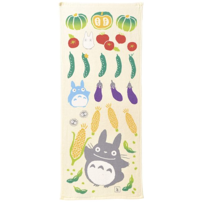 Marushin 1005037500 Ghibli Face Towel, My Neighbor Totoro, 13.4 x 31.5 inches (34 x 80 cm), Summer Vegetables, 100% Cotton