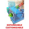 Large 3-Floor Dwarf Hamster Expandable & Customizable Habitat House Critter Cage