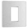 BG PCDBSEMS1W Brushed Steel Evolve 1 Euro Module Front Plate - White Insert