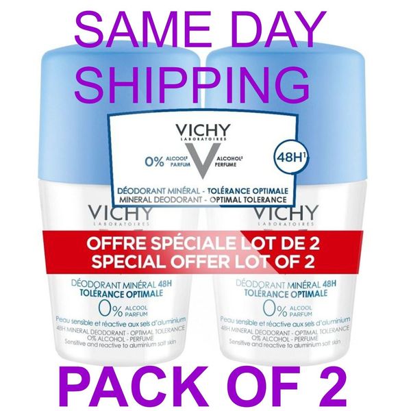 VICHY Mineral Deodorant 48h Optimal Tolerance Roll On Anti-Perspirant 2x50ml