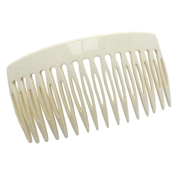 French Amie Classy 16 Teeth Solid Ivory Cream Handmade Celluloid Acetate Side Hair Comb