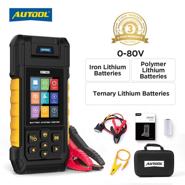 Car Battery Load Tester 0-80V Lithium Battery Tester Cranking Charging Analyzer