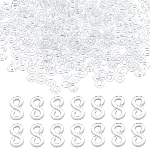 Styquenzer 1500 Pcs Loom Bracelet Hooks S Clips for Loom Bracelets Rubber Band Bracelet Clips Clear Plastic Band Clip Bracelet Connectors Refills for DIY Necklace Accessory Rubber Connectors Refills