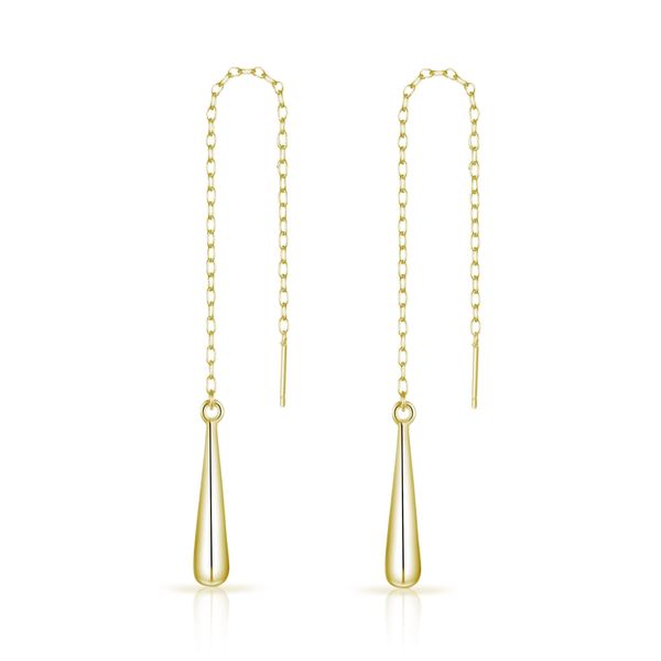 Philip Jones Gold Plated Sterling Silver Teardrop Thread Earrings