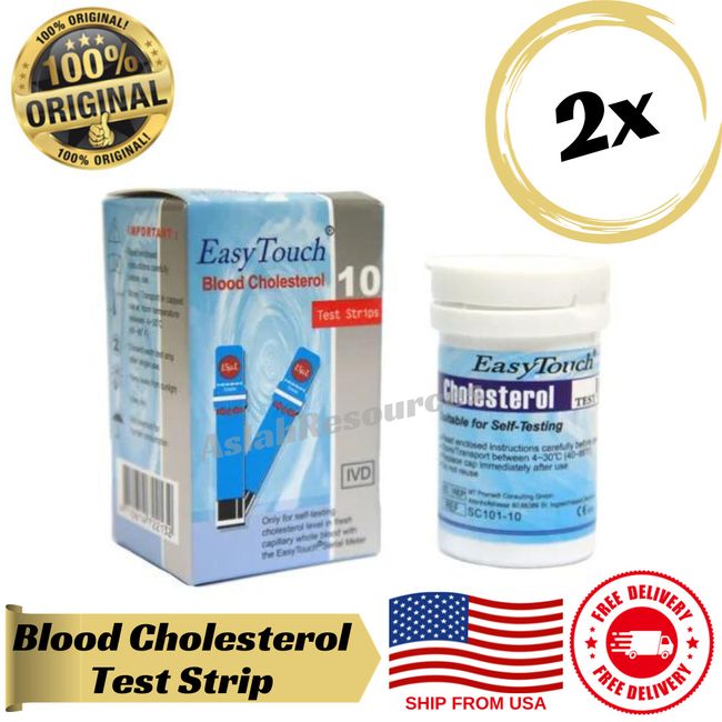 2X 10 Strips of Original Easy Touch Test Strip For Blood Cholesterol Level Check