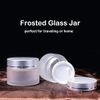XNJIHWA 2Pcs Empty Cosmetic Containers Jars 50ml/50g,Transparent Refillable Frosted Cosmetic Glass Jars with Screw Silver Lids and White Inner Liners for Face Cream Lotion