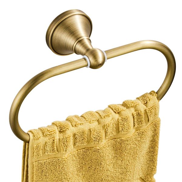 Flybath Oval Towel Ring Antique Brass Hanger Hand Towel Holder for Bathroom Kitchen Accessories Wall Mounted, Brushed Bronze