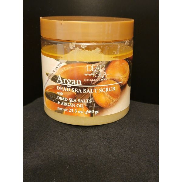 Argan Salt Body Scrub Large 23.28oz with Organic Oils & Natural Dead Sea Salts