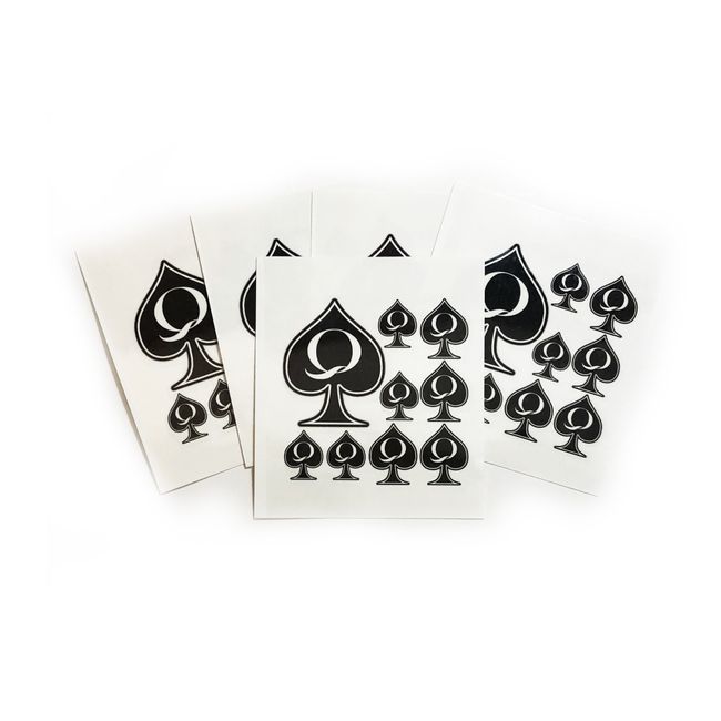 5 Sheet - Queen of Spades Temporary Tattoo Pack Total 45 QoS Tattoos