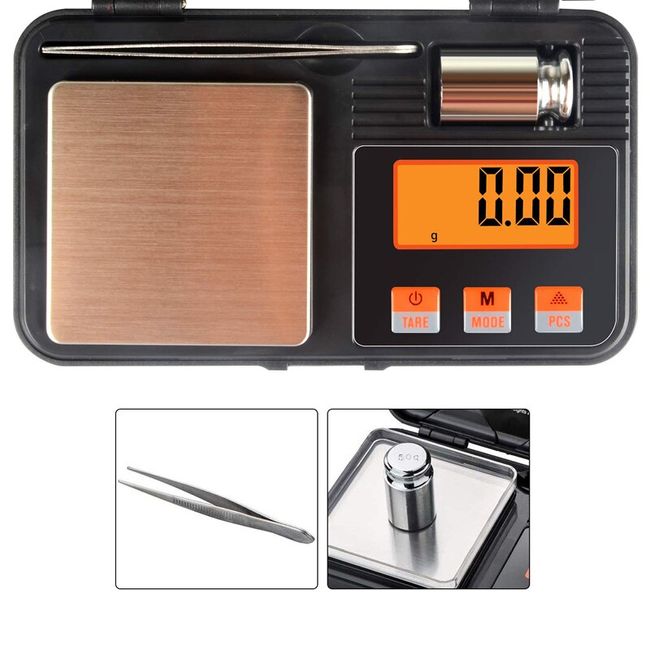 Small Pocket Digital Scale 200g x 0.01g with Calibration Weight & Tray oz  ct gn