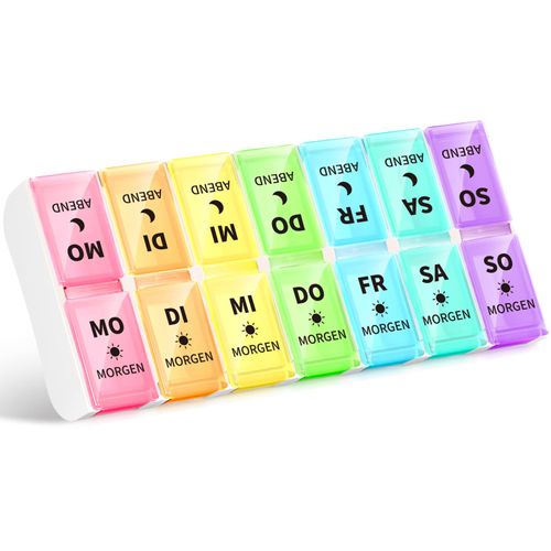 Opret German Pill Box, 7 Days, 2 Compartments, Morning Evening, Removable Pill Box, Pill Box, Medicine Box, 7 Days Pill Box, Weekly Pill Box, 14 Compartments