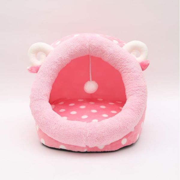 Cozy Retreat Cat Bed: Soft And Warm Indoor Pet House - Pink / S