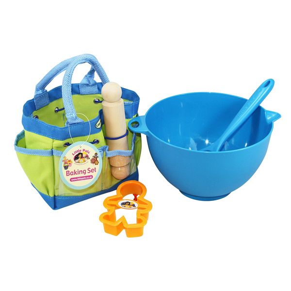 Little Pals Children's Baking Starter Set, Blue, with Bowl, Spoon, Rolling Pin and Cutter