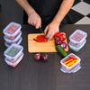 Grizzly plastic food storage containers set, 8x storage containers with lids, rectangular, stackable, break-proof, microwave and dishwasher safe