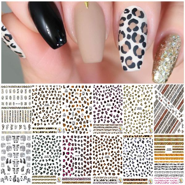 EBANKU 12 Fogli Adesivi Unghie Leopardato Nail Art,Animale Leopardato Stampe Decorazioni Adesivi per Unghie Donne Autoadesiva Nail Art Stickers Decalcomanie