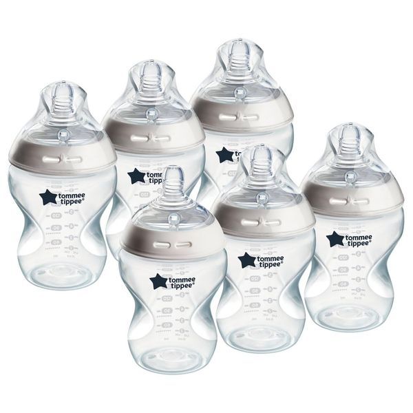 Tommee Tippee Baby Bottles, Natural Start Anti-Colic Baby Bottle with Slow Flow Breast-Like Teat, 260 ml, 0m+, Self-Sterilising, Baby Feeding Essentials, Pack of 6