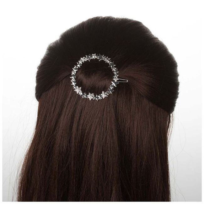 Yheakne Boho Kreis Stern Haarspange Silber Runde Haarspange Haarspange Haarspangen Vintage Hollow Circle Haarnadeln Dekorative Kopfspange Geometrie Haarspange Haarschmuck (Silber)