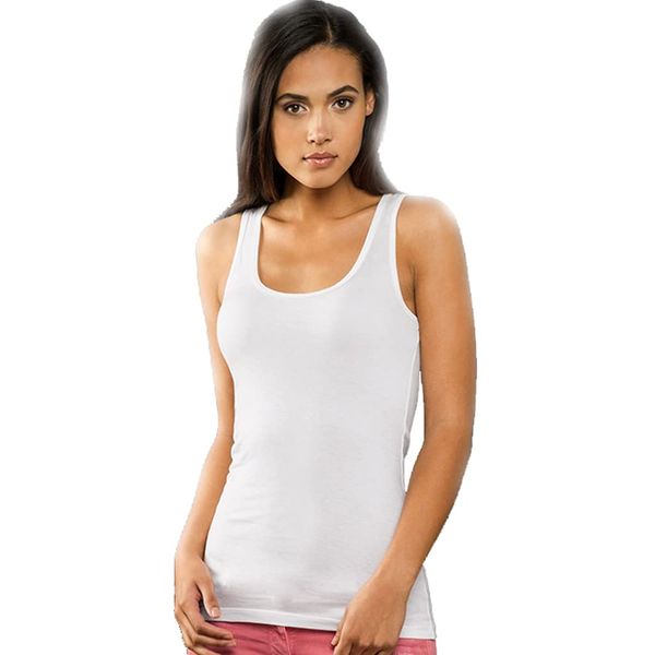 Yoga Clothing For You Ladies Micro Jersey Cotton/Modal Tank Top, Medium White