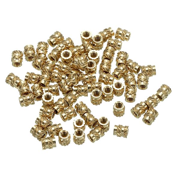 sourcing map M2 Threaded Inserts, 70 Pcs Metric Knurled Nuts Brass Heat-Set Inserts for Plastic, 3D Printing Components