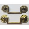 SMALL ANTIQUE BRASS 2.5" Centers Colonial Revival Drawer Pull Square Handles Hex