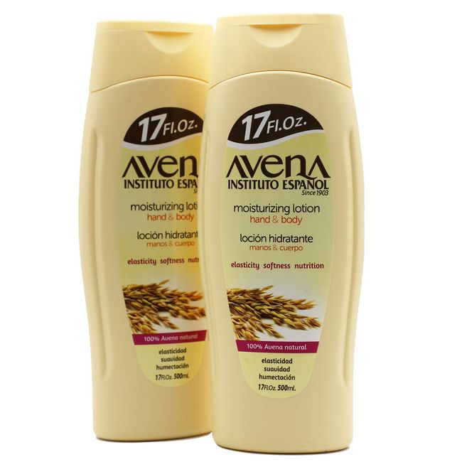 Avena Instituto Español Moisturizing Hand and Body Lotion, Helps Moisture Soften and Nourish your skin, 2-pack Of 17 FL Oz, 2 Bottles