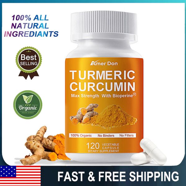 Turmeric Pepper Black Curcumin Extract Capsules 95% Bioperine Tumeric 120 Caps