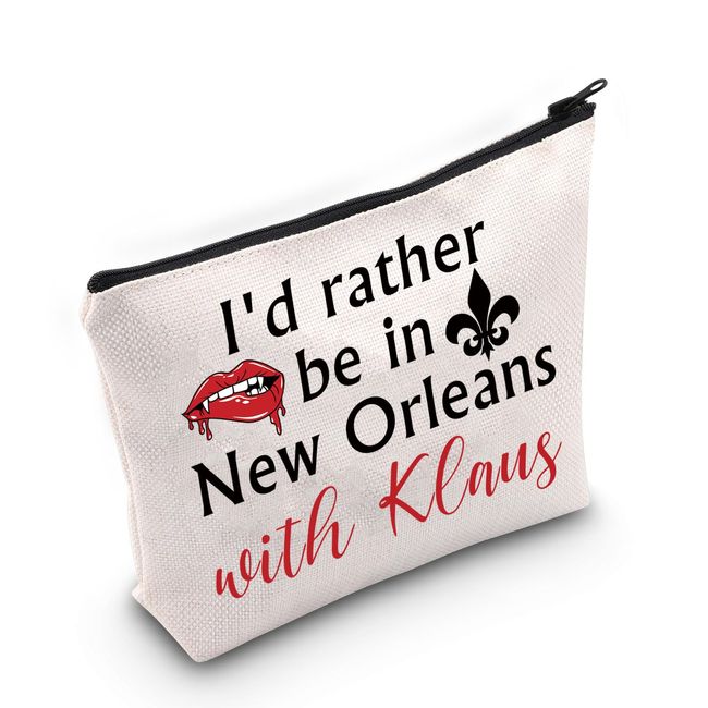 PYOUL Originals Vampir inspiriertes Geschenk I'd Rather Be in New Orleans mit Klaus Make-up-Tasche Klaus Mikaelson Fan Kosmetiktasche Team Klaus Geschenk, Orléans mit Klaus B