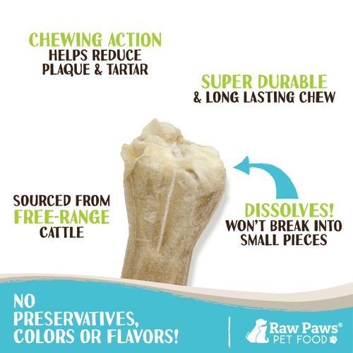 Raw Paws Compressed Rawhide Bones for Dogs, 8-inch, 2-Count - Packed in USA - Long Lasting Dog Chews - Natural Pressed Rawhides - Rawhide Bones for Large Dogs - Raw Hide Bones for Aggressive Chewers
