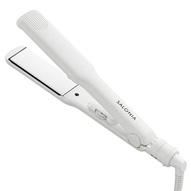 SALONIA Straightening Iron, Professional Specifications, 482°F (230°C), Overseas Compatible, White, Plate, 1.4 inches (35 mm)