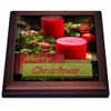 3dRose Christmas Candles Trivet with Ceramic Tile, 8 by 8", Brown