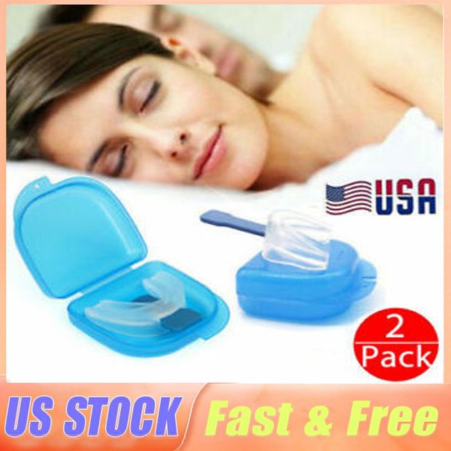 2Pcs Stop Snoring Mouthpiece Apnea Aid Sleep Anti Snore Bruxism Grind MouthGuard