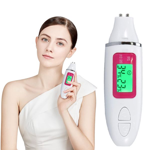 Skin Analyzer, Facial Sensor Tester Portable Digital LCD Display Precision Face Moisture Water Oil Tester for Home, Salon, Traveling(White)