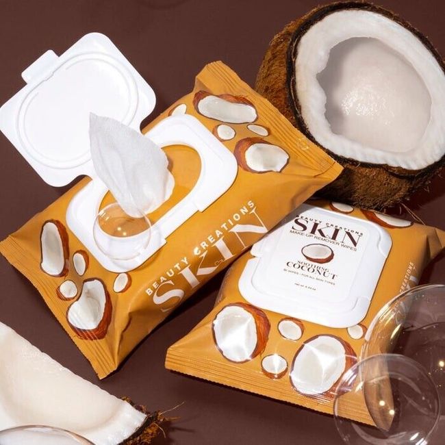 Beauty Creation Skin Mousturizing Make-Up Remover Wipes Coconut