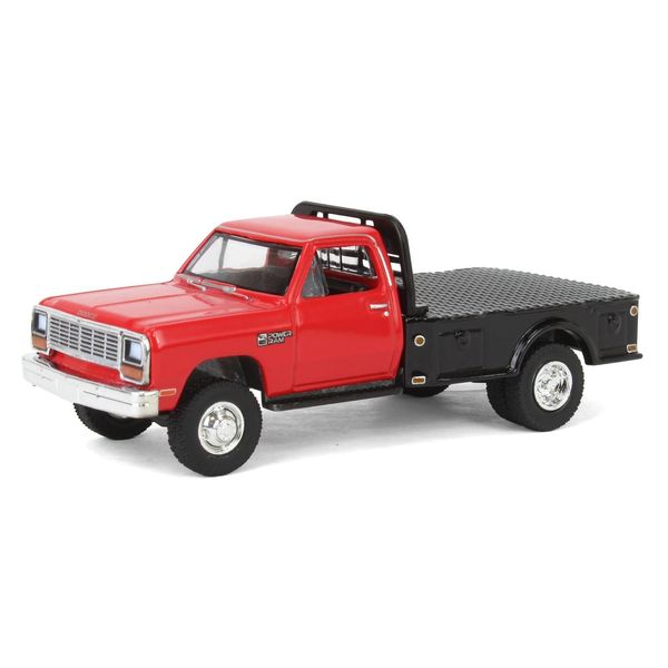 1/64 1985 Ram W350 Dually Flatbed Pickup Truck, Red & Black, Exclusive 51576-B